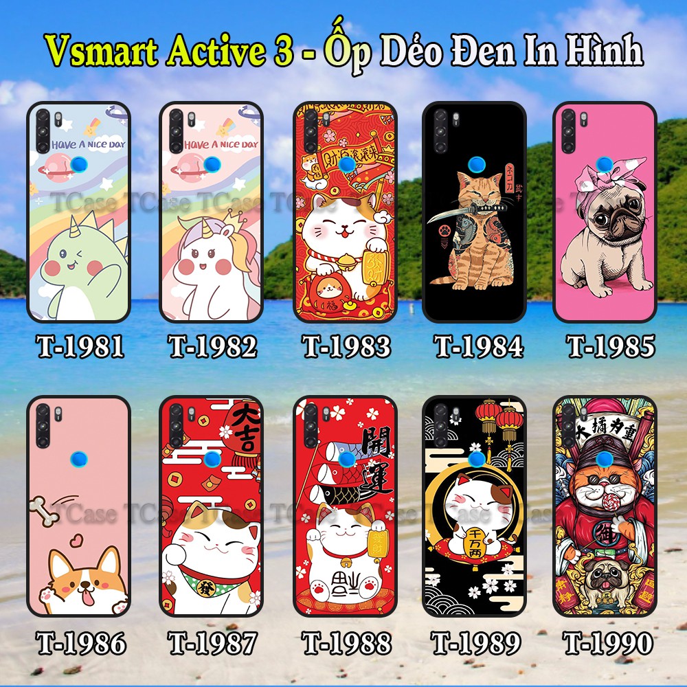 Ốp Lưng Vsmart Active 3 dẻo đen in hình Nhiều Mẫu Phần B