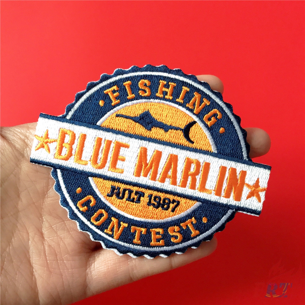 Miếng dán ủi thêu họa tiết Blue Marlin dùng trong may vá DIY