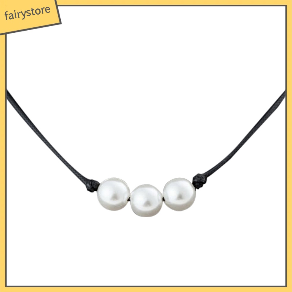 Vòng cổ choker nữ xỏ ngọc trai giả đơn giản thời trang