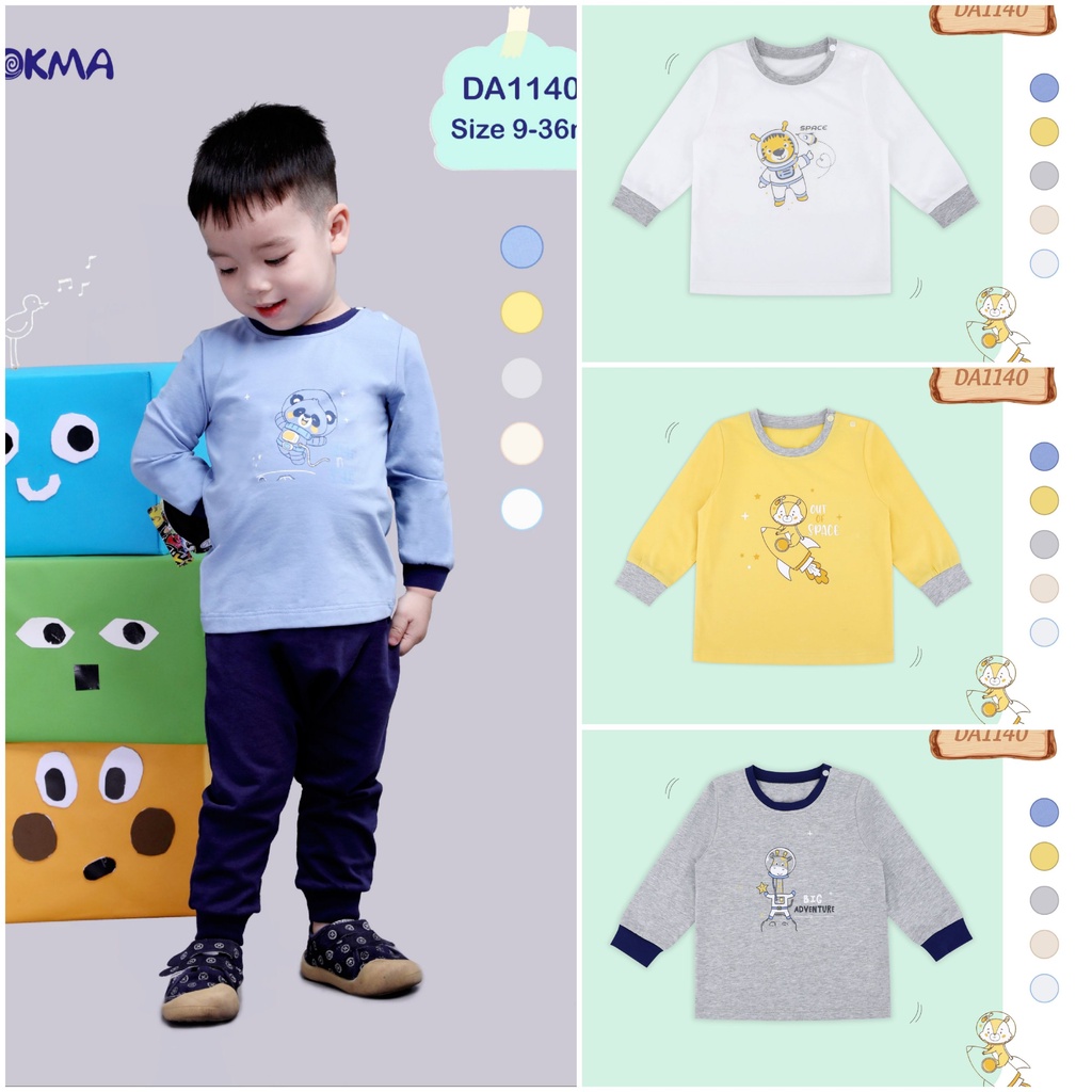 Áo dài tay bé trai Dokma - chất cotton hữu cơ mềm mại, thông thoáng