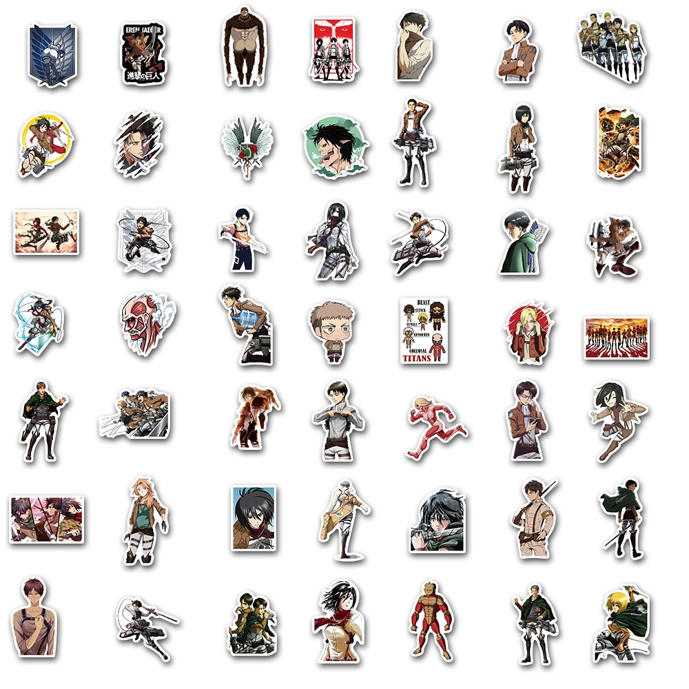 100 sticker hình Anime Attack on Titan Cartoon trang trí ván trượt/xe máy/sổ lưu niệm/đồ chơi DIY