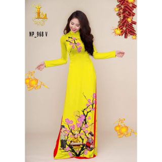 Áo dài Xuân họa tiết 3 em bé