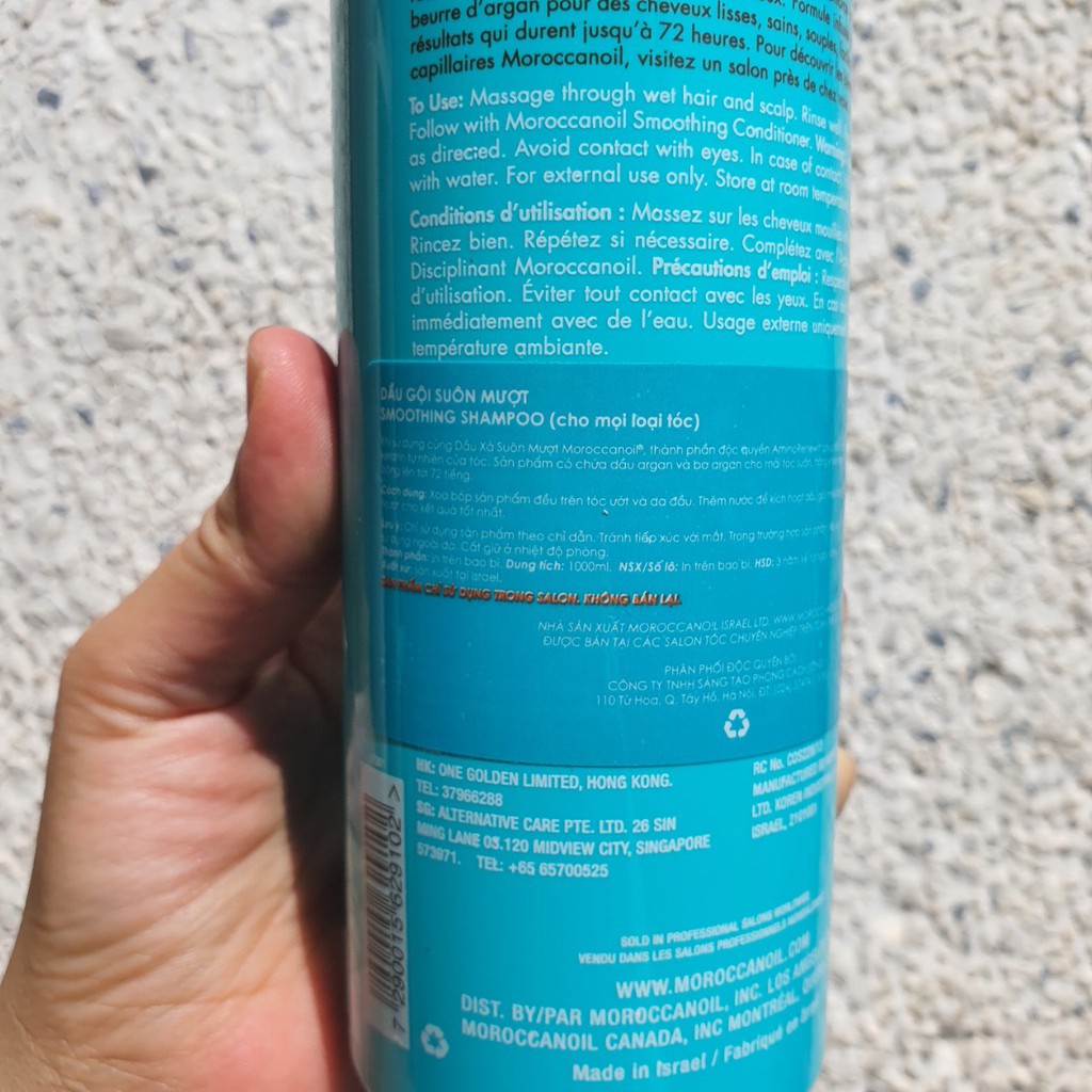 LẺ DẦU GỘI HOẶC DẦU XẢ SUÔN MƯỢT MOROCCANOIL SMOOTH 500ML