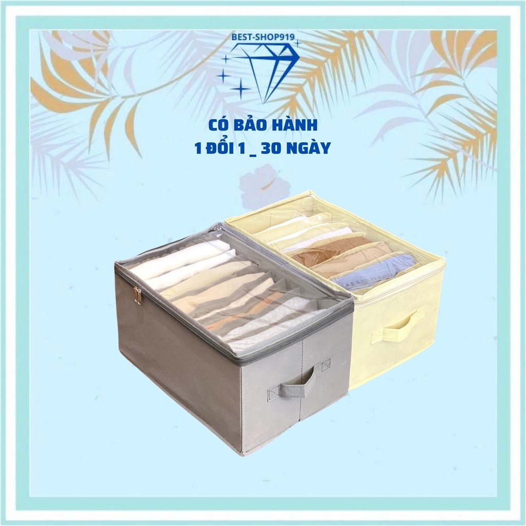Hộp Vải Đựng Quần Áo Chia Ngăn Có Nắp Đậy Trong Suốt Khóa Kéo Tiện Dụng Thùng Đựng Quần áo Gấp Gọn Chia 6 7 9 12 Ngăn