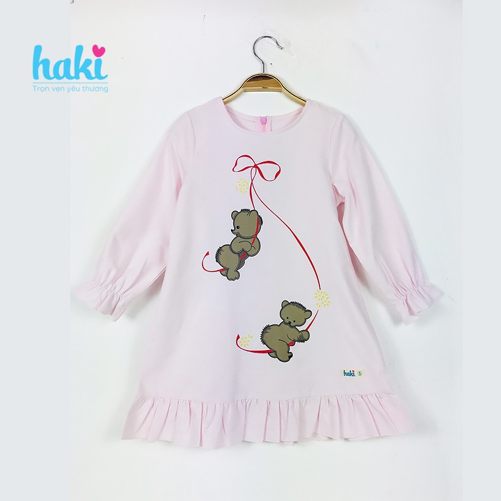 Váy suông chữ A in gấu HAKI (hồng, xanh, vàng)- HK499