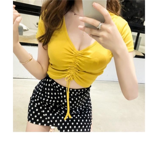 Áo Croptop Nữ Bigsize Rút Dây Chất Vải Loại 1 Lên Phom Dễ Thương A37