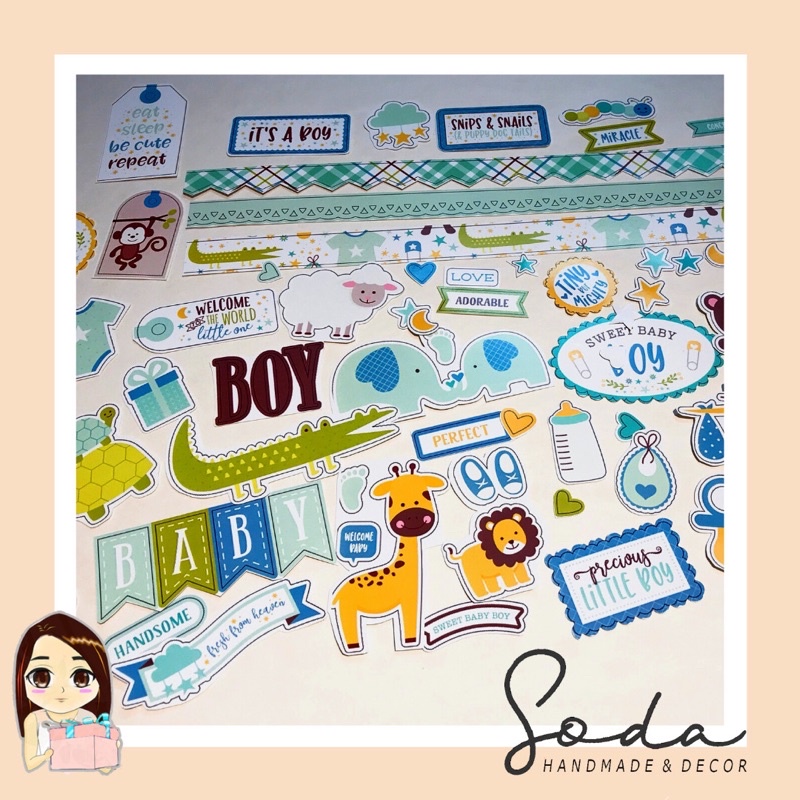 [Bộ trang trí cắt sẵn cho bé trai] Little Boy Die cut