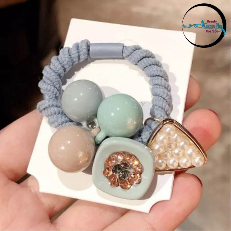 Dây cột tóc dễ thương họa tiết nhiều hình khối