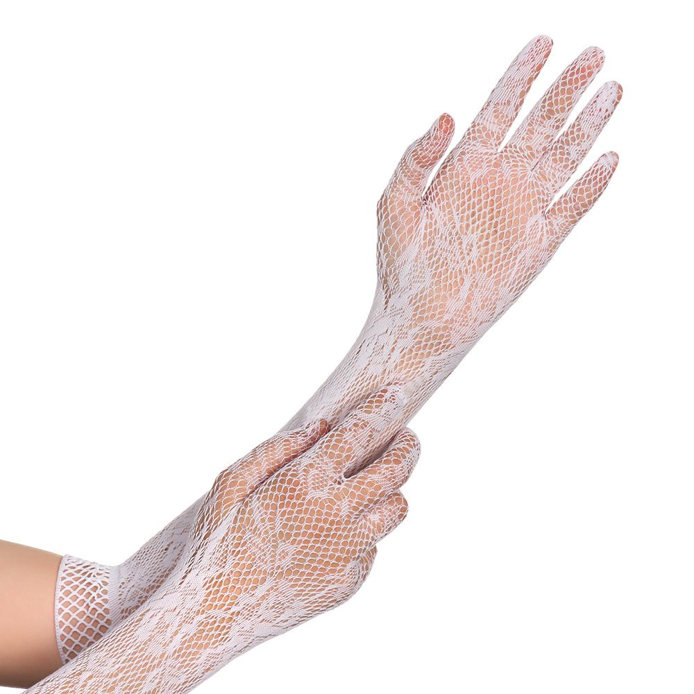 Đôi găng tay lưới ren hoa dài co giãn nhiều màu gothic punk sang trọng gợi cảm cho cô dâu tiệc giáng sinh Halloween