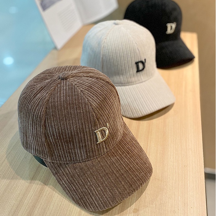 Mũ Lưỡi Trai Vải Nhung Thêu Chữ D Phong Cách Hàn Quốc Thời Trang Mùa Thu