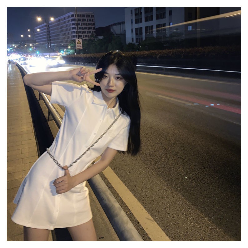 Đầm Thun Polo Ngắn Tay Màu Trơn Phong Cách Hàn Quốc Cổ Điển Thời Trang Mùa Hè Cho Nữ | BigBuy360 - bigbuy360.vn