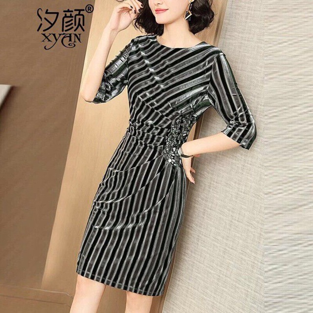 Đầm ôm body dự tiệc đính đá sang chảnh size M L XL 2Xl