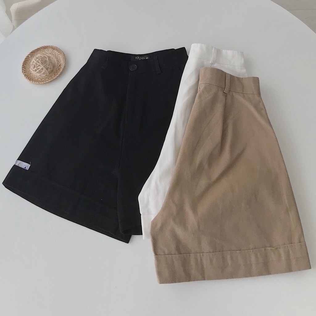 Quần Short Kaki Nữ GHEI Thiết Kế Basic Màu Cam Đen Nâu Trắng Phối Đồ Lên Dáng Xinh JEM CLOSET 2938