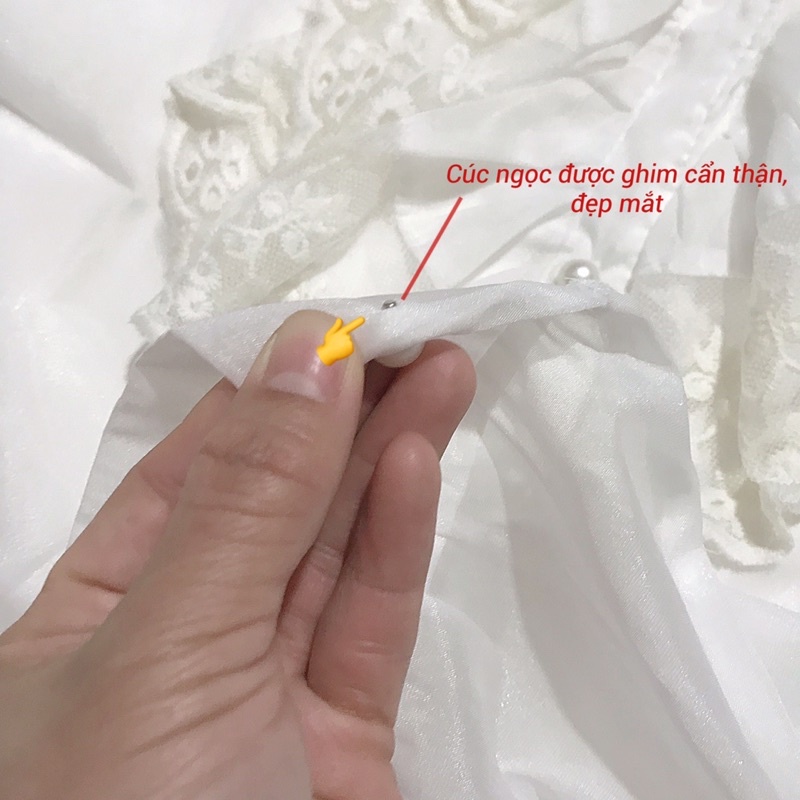 Áo Sơ Mi Nữ  Áo Tơ Cúc Ngọc Mềm Mịn 2 Lớp Phối Bèo Ren Ngực