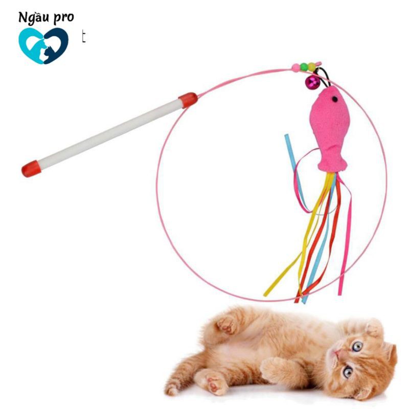 Đồ chơi cho mèo: đồ chơi thú cưng giảm stress, cần câu cá/ chùm lông bằng dây thép
