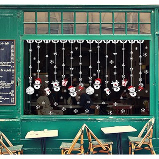 Decal trang trí noel giáng rèm người tuyết