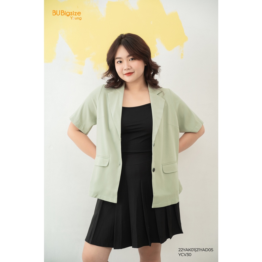 Áo blazer basic tay ngắn 1 hàng cúc BIGSIZE (55kg đến 95kg) - 22YAK01 - [BU Bigsize Young] | BigBuy360 - bigbuy360.vn