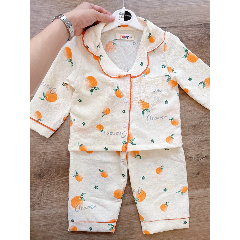Bộ pijama cho bé gái chất, bộ ngủ dài tay mặc nhà cho bé từ 9-20kg Hapykids 22.Pija.01