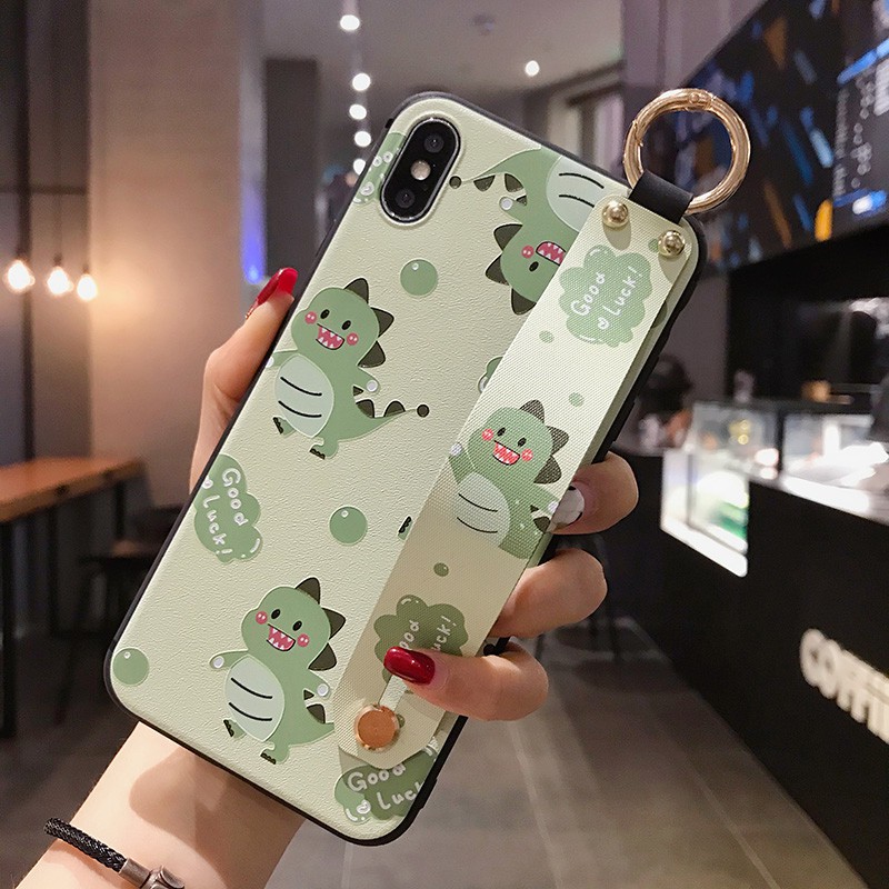 Ốp lưng OPPO A54 A53 A16 A15 A15S A93 A92 A52 A31 A12 A12e A9 A7 A5 A5S A3S A1K A74 4G A83 F11 F9 F5 F1S Reno2 F Reno4 Reno5 Reno2F 4 Realme 5 5i C21 C15 C11 C2 C1 Pro 2020 3D Relief Cute Crocodile Soft Case Cover+Wristband