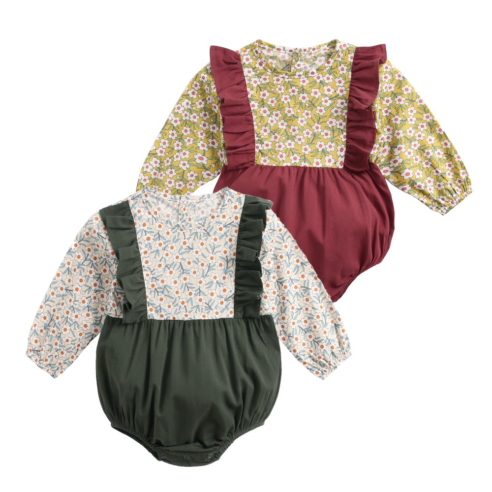 Áo liền quần Sanlutoz thiết kế tay dài họa tiết hoa cho bé gái