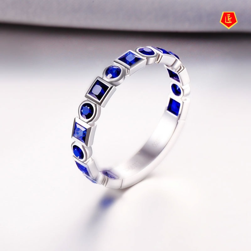 Nhẫn Đính Đá Sapphire Thiết Kế Đơn Giản Cá Tính