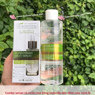 {đủ bill} Combo Serum Và Nước Hoa Hồng Bielenda xanh lá skin clinic professional (hàng nội địa balan)