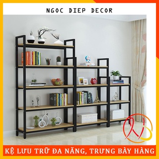 Kệ sắt đa năng 3 tầng, hàng lắp ráp thông minh đa năng, khung sắt sơn tĩnh điện mặt kệ bằng gỗ mdf 12mm chống nước
