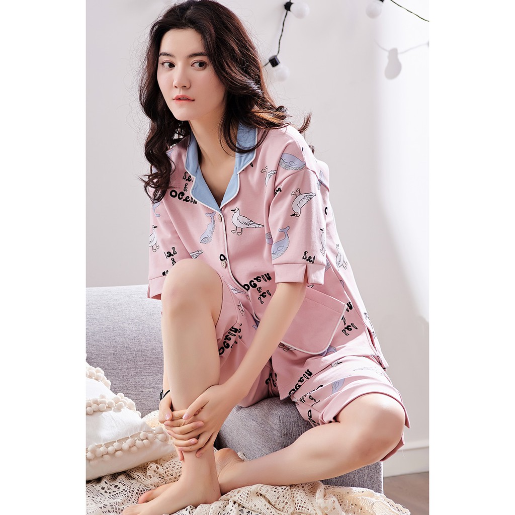 [Ảnh thật] BỘ LỬNG NỮ, BỘ PIJAMA NỮ style Hàn Quốc, chất COTTON 100% thông thoáng | BigBuy360 - bigbuy360.vn
