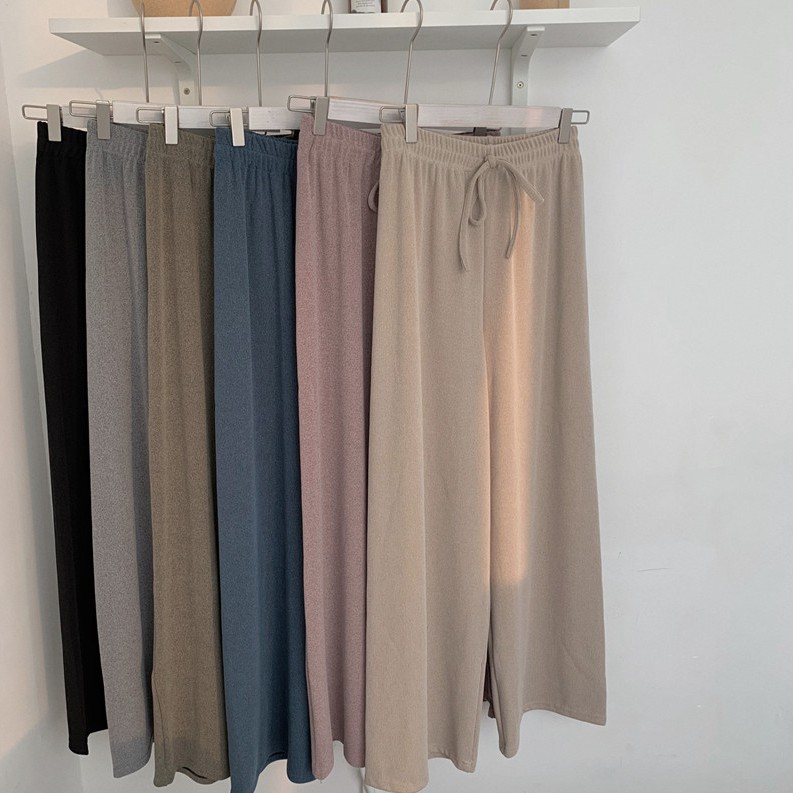 Quần dài dệt kim ống rộng phong cách Hàn Quốc trẻ trung