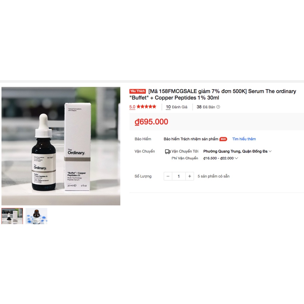 Serum The ordinary Buffet + Copper Peptides 1% 30ml