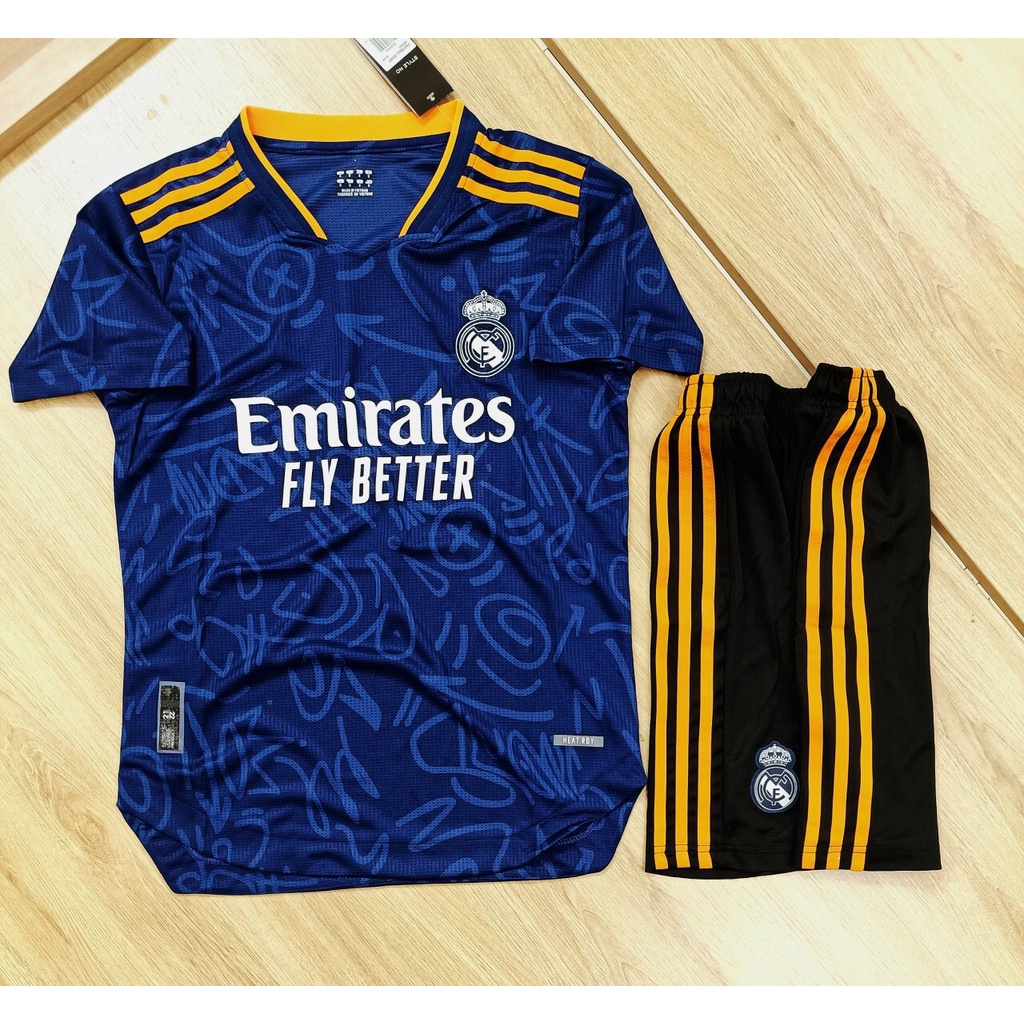 Quần áo bóng đá, áo đá bóng, áo Real Madrid Xanh Đậm Chuẩn thi đấu - Chất mè Thái cao cấp, nhẹ, bền