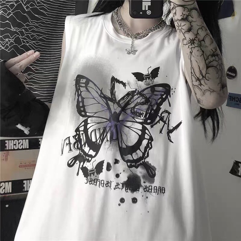 [Mã WASKT304 giảm 15% tối đa 30K đơn 99K] Áo thun ba lỗ unisex tanktop form rộng Bướm Đen sát nách nam nữ ulzzang Wind | BigBuy360 - bigbuy360.vn