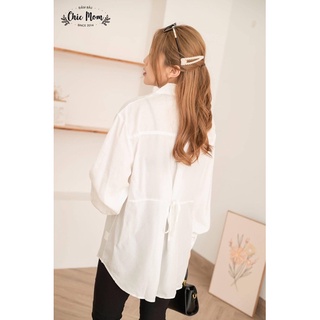 Áo bầu sơmi pastel thắt nơ sau lưng