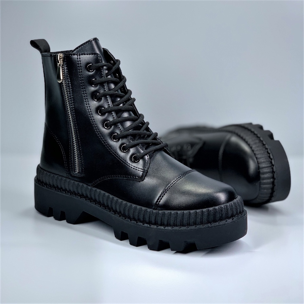Giày bốt nam cổ cao - dây buộc kết hợp khóa zip phong cách Ulzzang mã CCzip New