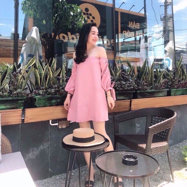 Đầm Trễ Vai nơ tay