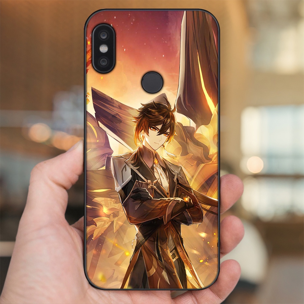 Ốp lưng Xiaomi Redmi Note 5, Note 5 Pro viền đen in hình Zhongli Genshin Impact