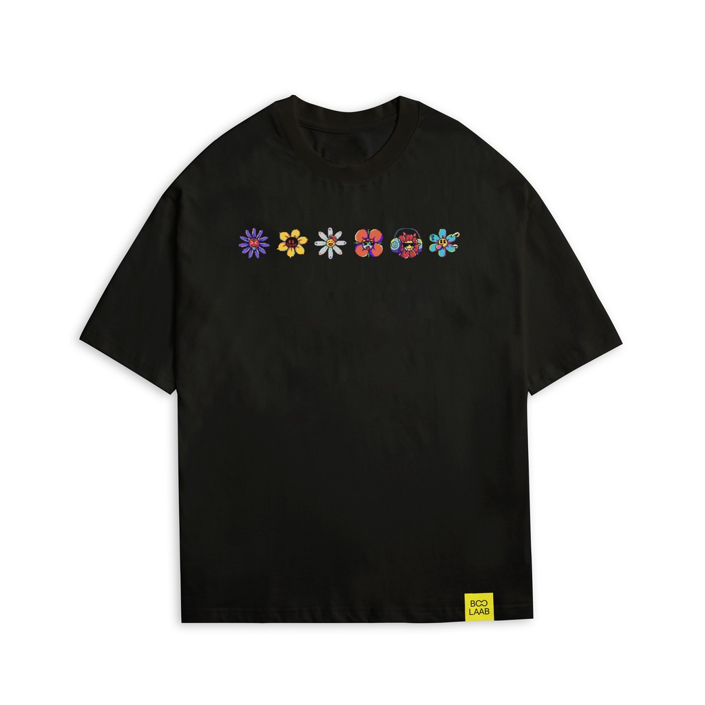 Áo Thun BOO Unisex Dáng Oversize Vải Cotton Cao Cấp Họa Tiết Hoa Nhảy BOOLAAB