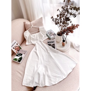 Váy maxi tay phồng cổ xếp(Sẵn tại shop)