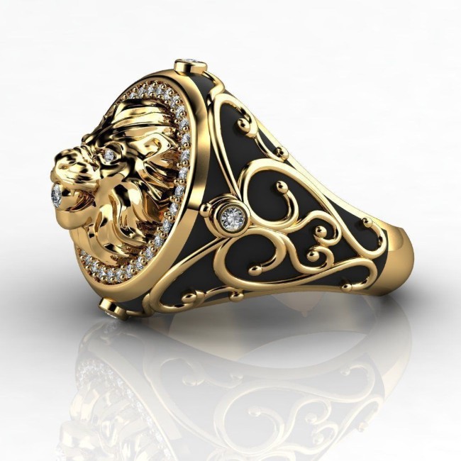 Nhẫn kim cương đầu sư tử thời trang cá tính cho nam