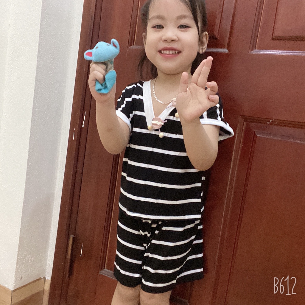 Quần áo bé gái - Bộ thun kẻ sọc nơ sau lưng siêu xinh cho bé gái 1-5 Tuổi