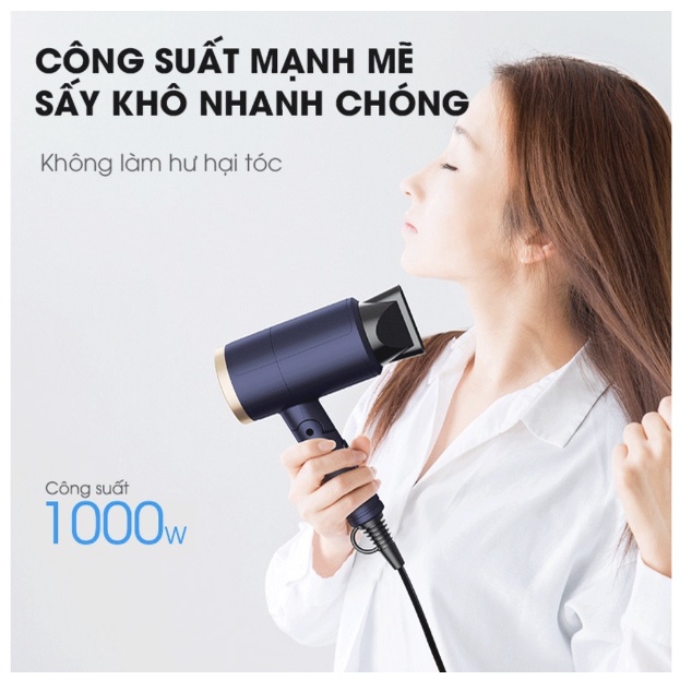 Máy sấy tóc mini gấp gọn bỏ túi khi du lịch SAMONO SW-HDB11 công suất lớn - Hàng chính hãng