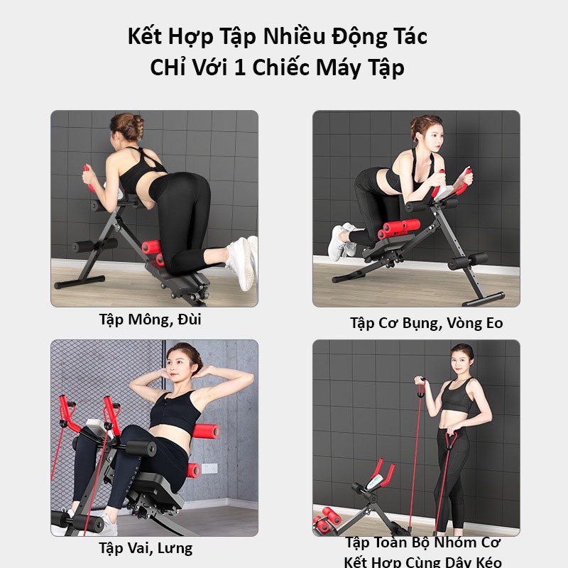 Máy tập bụng đa năng 4in1 - tập thể thao, tập gym tại nhà - hỗ trợ tập lưng, eo, hông, bụng - hàng cao cấp loại 1 BH1năm