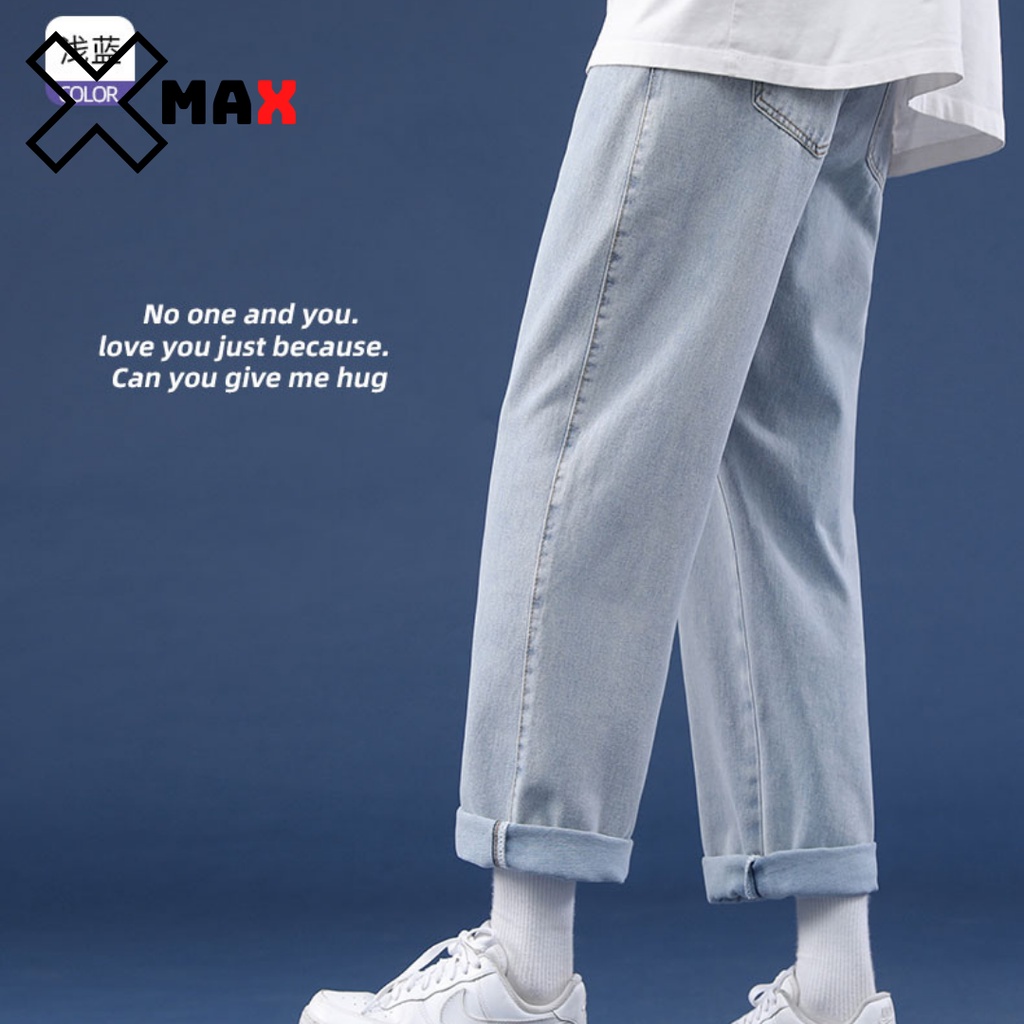 Quần jean nam ống rộng, baggy dáng suông phong cách Hàn Quốc, Quần bò nam ống suông hottrend MAXSTORE B001-5