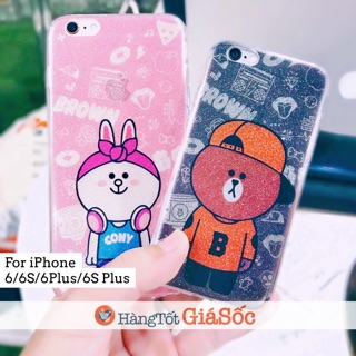 Ốp dẻo Thỏ Cony và Gấu Brown cho iPhone (Ốp lưng iphone, hangtotgiasoc)