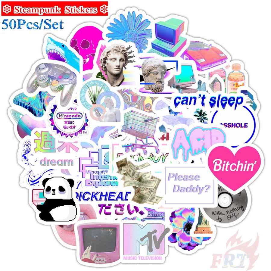 ❉ Abstractionism -  Vaporwave Steam Punk Series 01 Stickers ❉ 50Pcs/Set Fashion DIY Decals Doodle Stickers