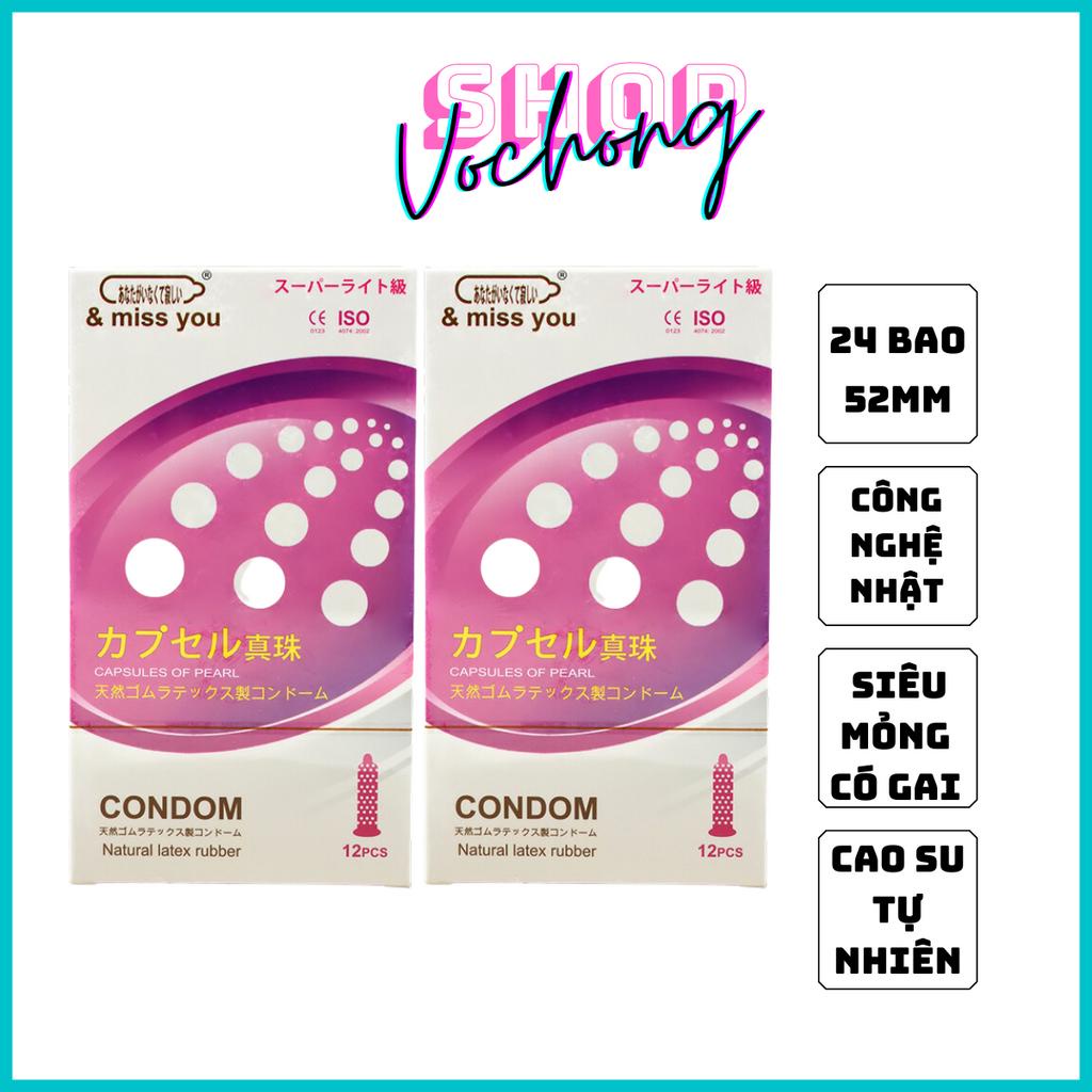 FREESHIP - COMBO 2 hộp Bao cao su Gân - Gai nổi - Mỏng Miss You 12 pcs - Hàng nội địa Nhật 100%
