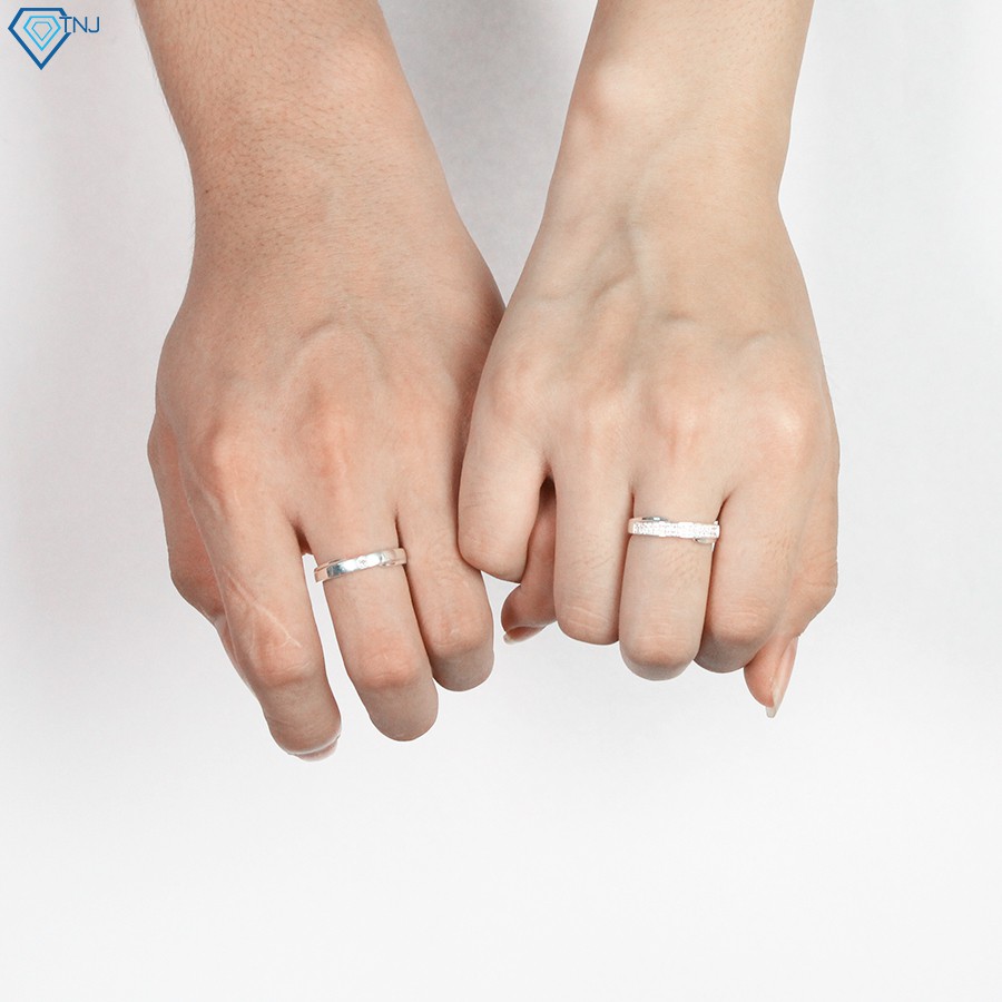 Nhẫn cặp bạc đẹp, nhẫn đôi nam nữ đơn giản khắc tên ND0405 Trang Sức TNJ