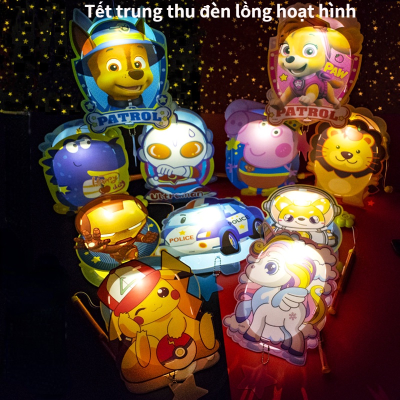 Lồng Đèn led Di Động Họa Tiết Hoạt Hình Dễ Thương Trang Trí Lễ Hội Mùa Thu Cho Bé