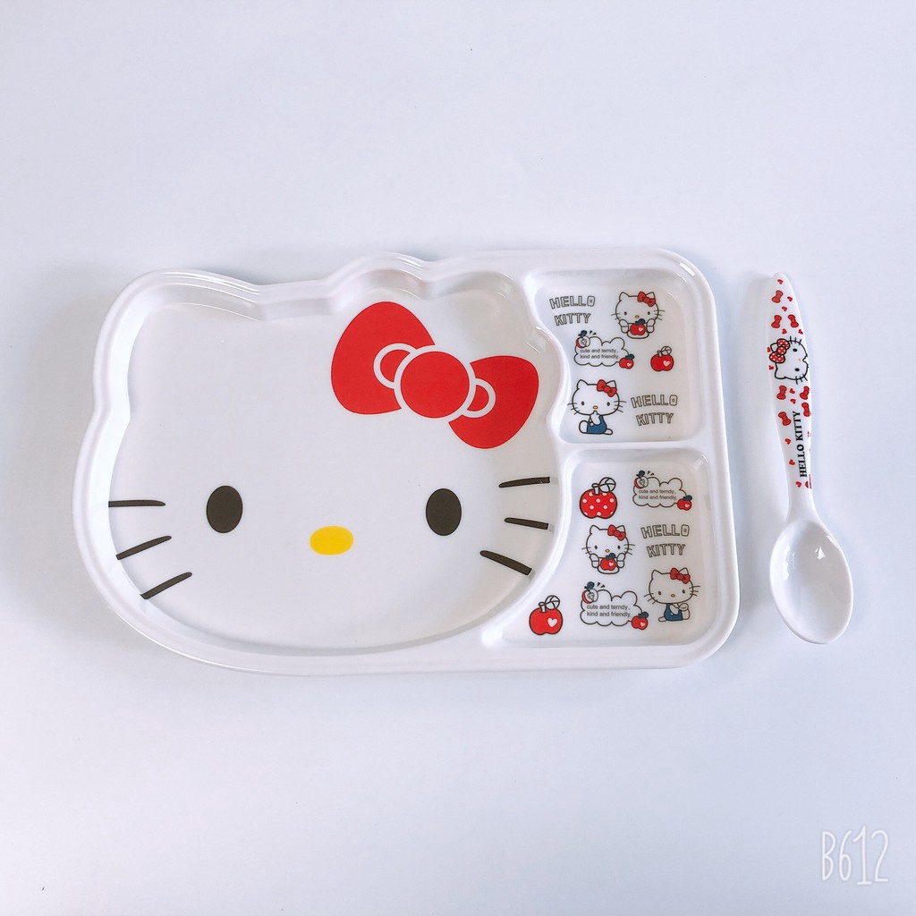 [SALE63]  tuan109 Khay Cơm,Khay Ăn Dặm Cho Bé 3 Ngăn Melamine Giả Sứ Cao Cấp Kèm Thìa Bền Đẹp Goodbabyvn tuan109