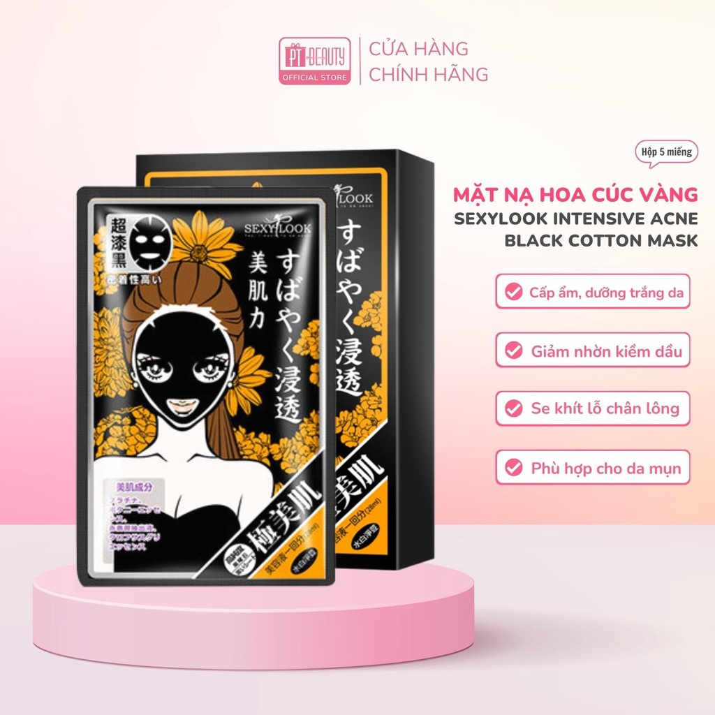 SL06 ☆ Hộp 5 miếng Sexylook Đài Loan - Mặt nạ Hoa Cúc Vàng trắng da, sạch mụn